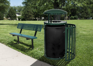 Streetscape Series Outdoor Waste & Recycling Receptacle With Door and Canopy | 45 Gallon