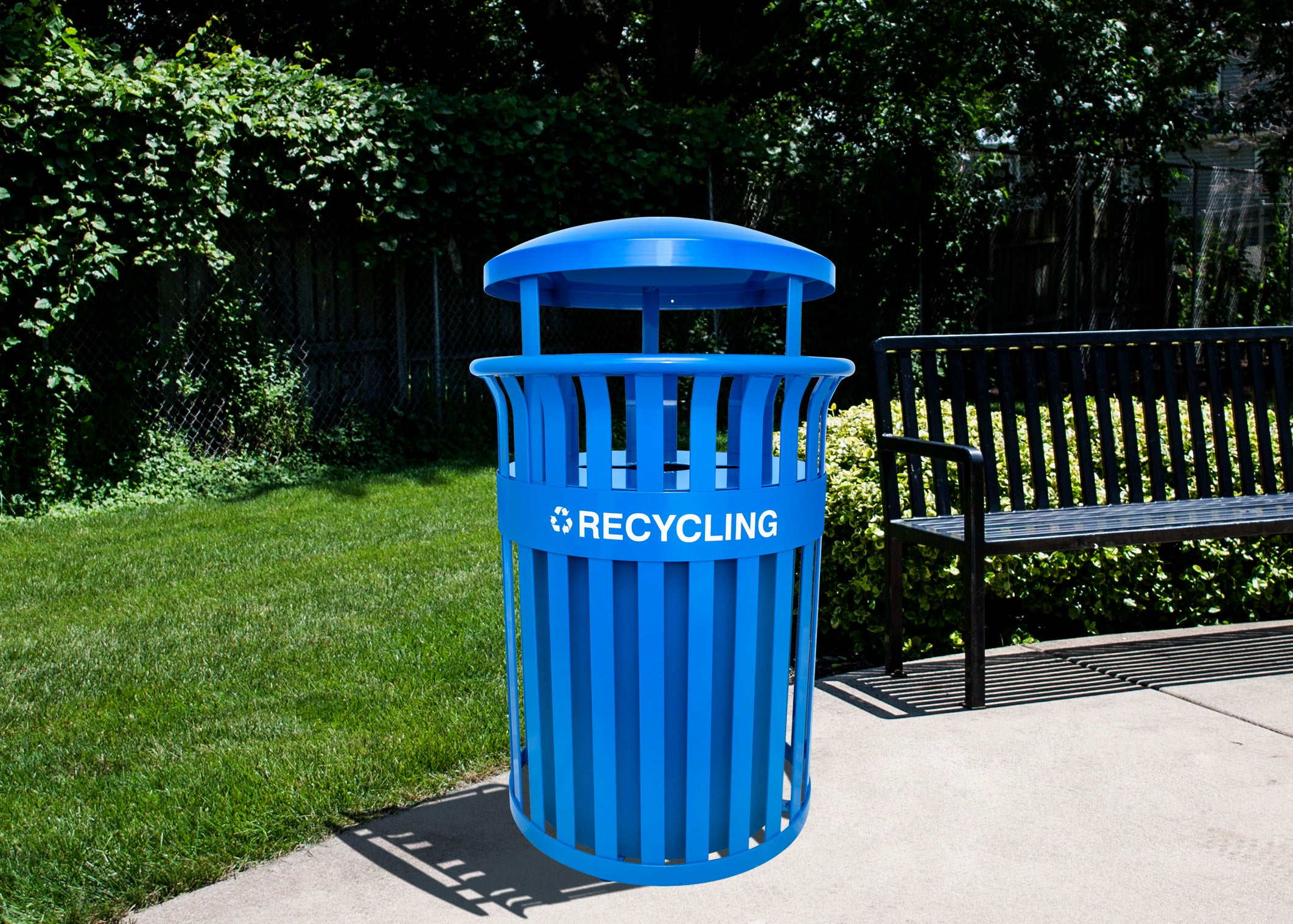 Streetscape Recycling Receptacle With Canopy